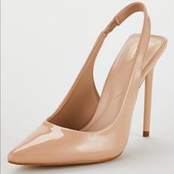 Aldo Patent Nude High Heel Slingback Sandals, 7 - Picture 3 of 13